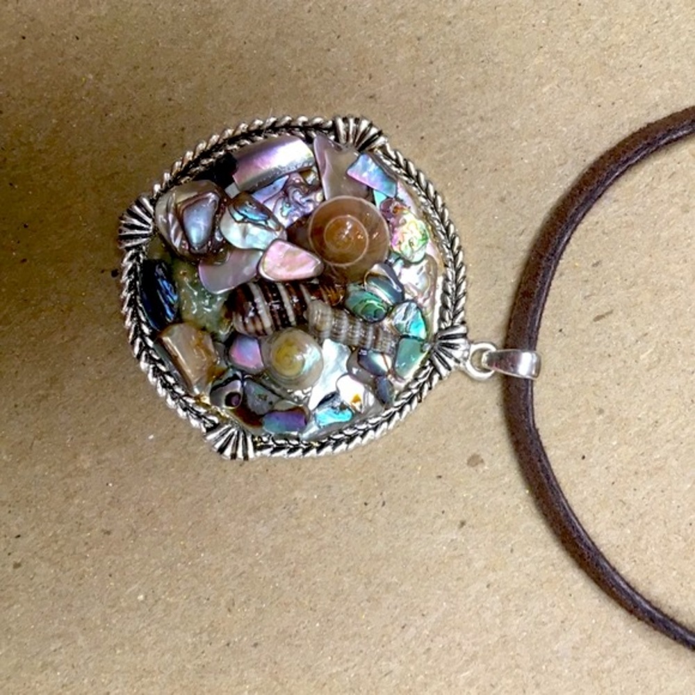 Maine Hand Crafted Abalone And Shell Necklace